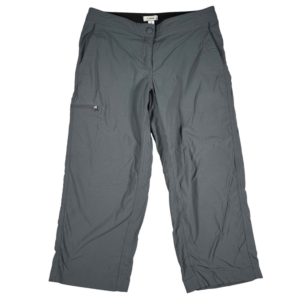LL Bean Vista Trekking Capri Pants Womens 6 Gray Nylon Stretch Hiking Ripstop